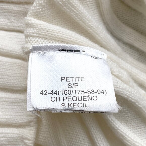 Banana Republic Extra Fine Merino Wool Ribbed Turtleneck Sweater White S Petite - Picture 4 of 7